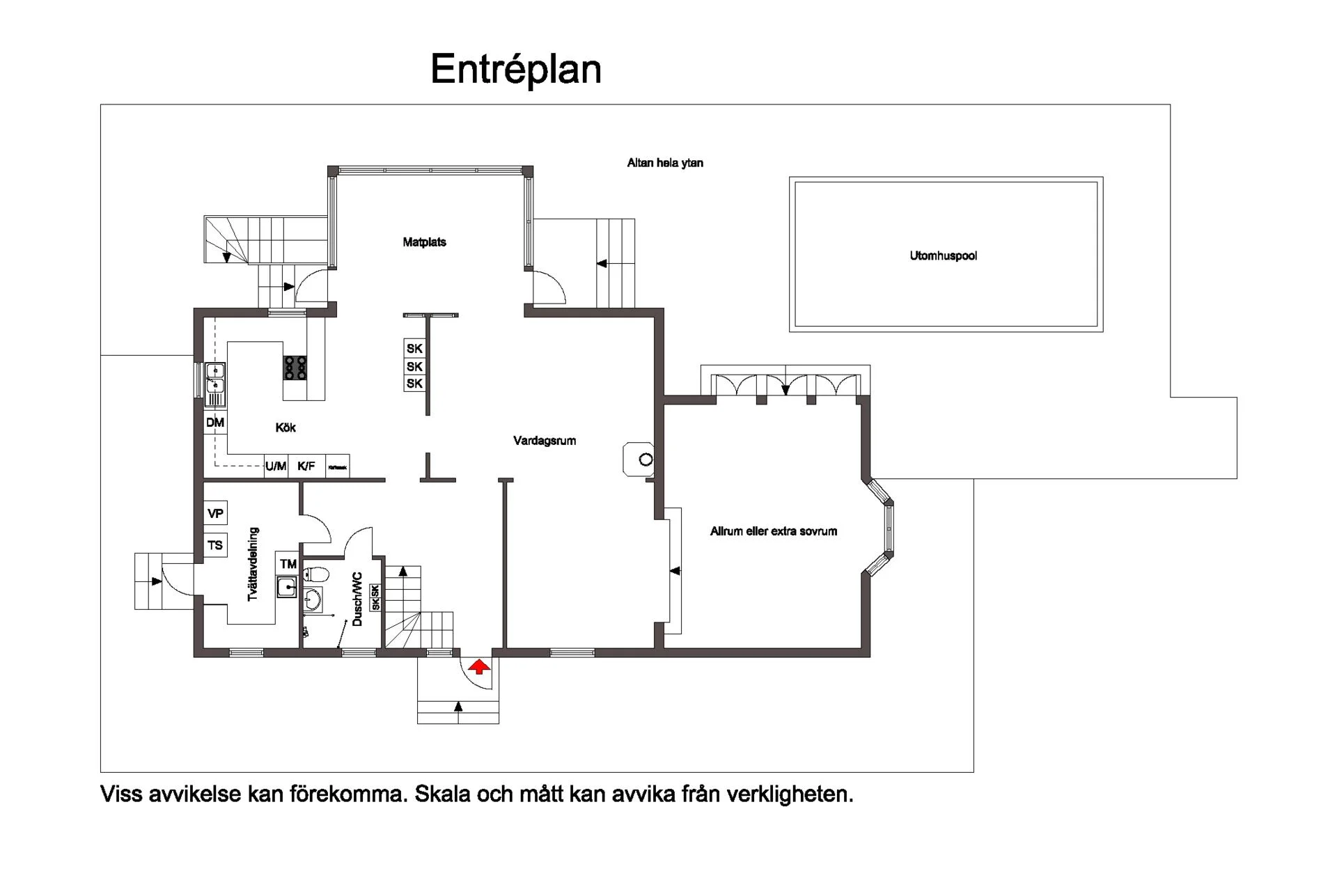 Ytterst privat villa med bergvärme, utomhuspool samt garage