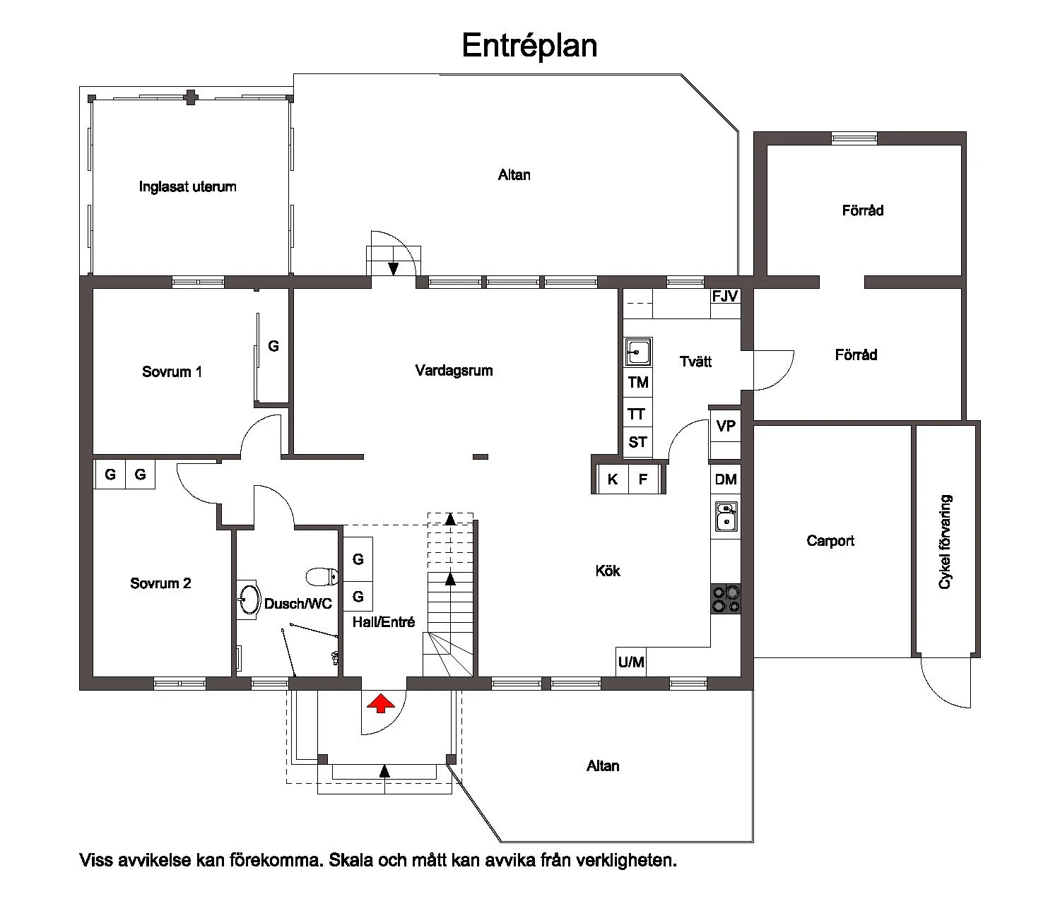 Rymlig familjevilla med uterum, carport och solceller